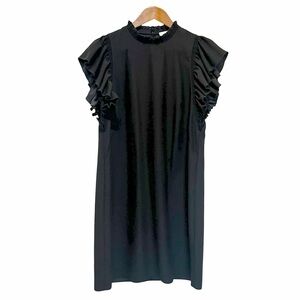 Kate Spade New York Shift Dress Flutter Sleeve Size 8 Black Classic Polyester